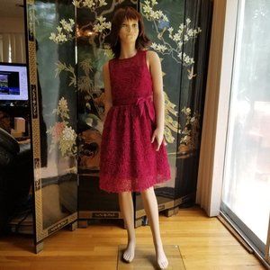 CRB Size 14 Solid Red Ribbon Pattern Formal Dress